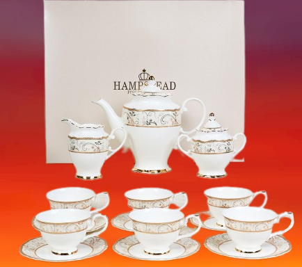 Tea Set 17 Piece Paris Collection Fine Bone China packed in a beautiful gift box