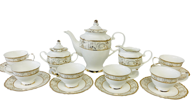 Tea Set 17 Piece Paris Collection Fine Bone China packed in a beautiful gift box