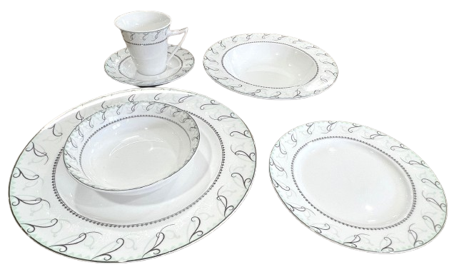 Dinnerware 24 Piece Set, Service for 4 Maria Platinum Collection by Success