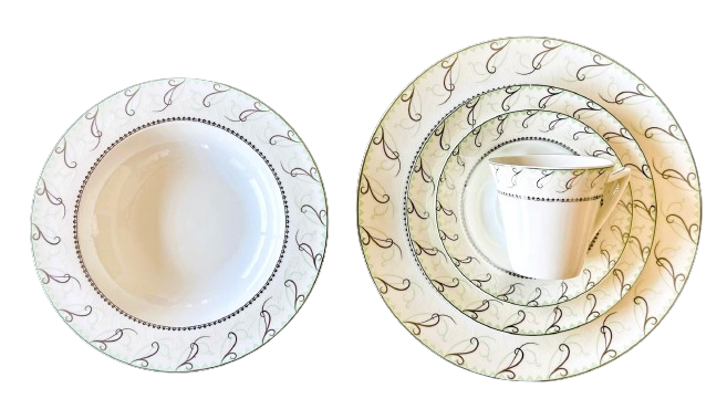 Dinnerware 24 Piece Set, Service for 4 Maria Platinum Collection by Success