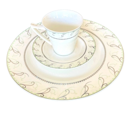 Dinnerware 24 Piece Set, Service for 4 Maria Platinum Collection by Success