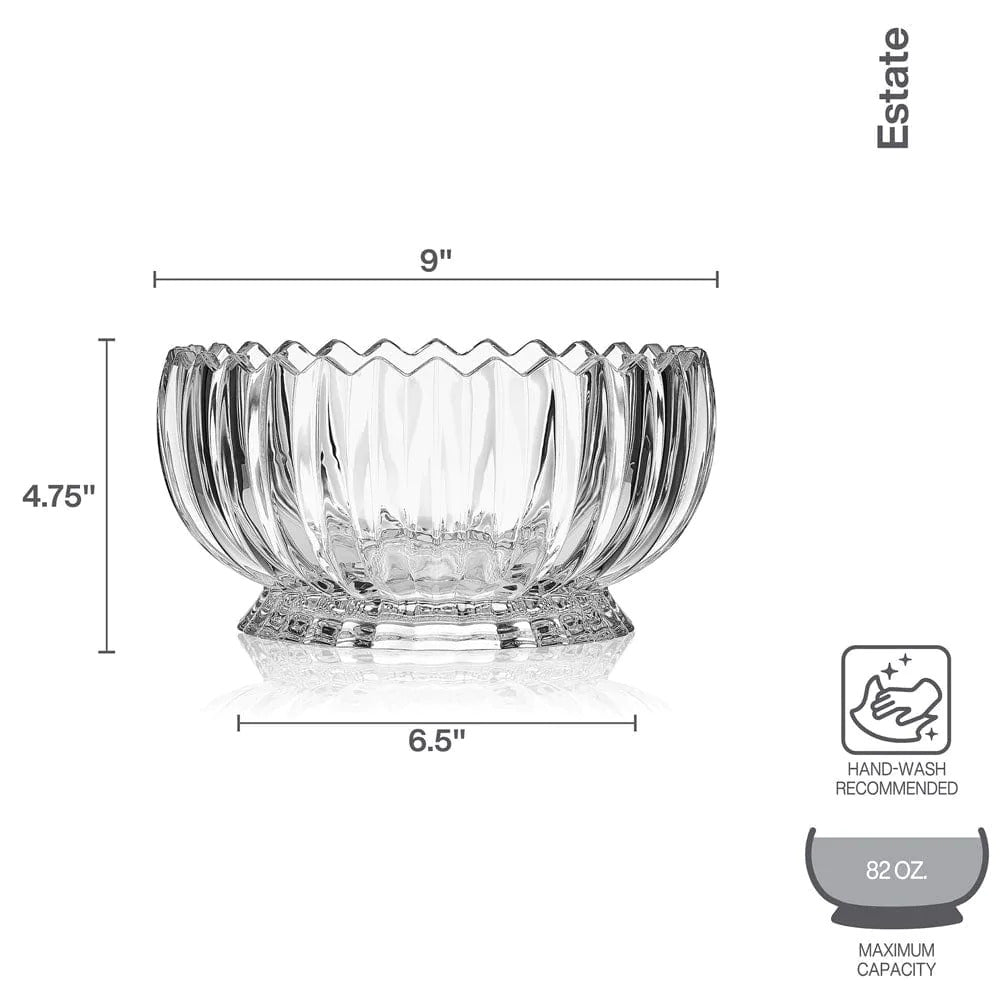 Mikasa Estate Crystal Bowl, 9"top diameter X 6.5"bottom diameter X 4.75"tall - Royal Gift