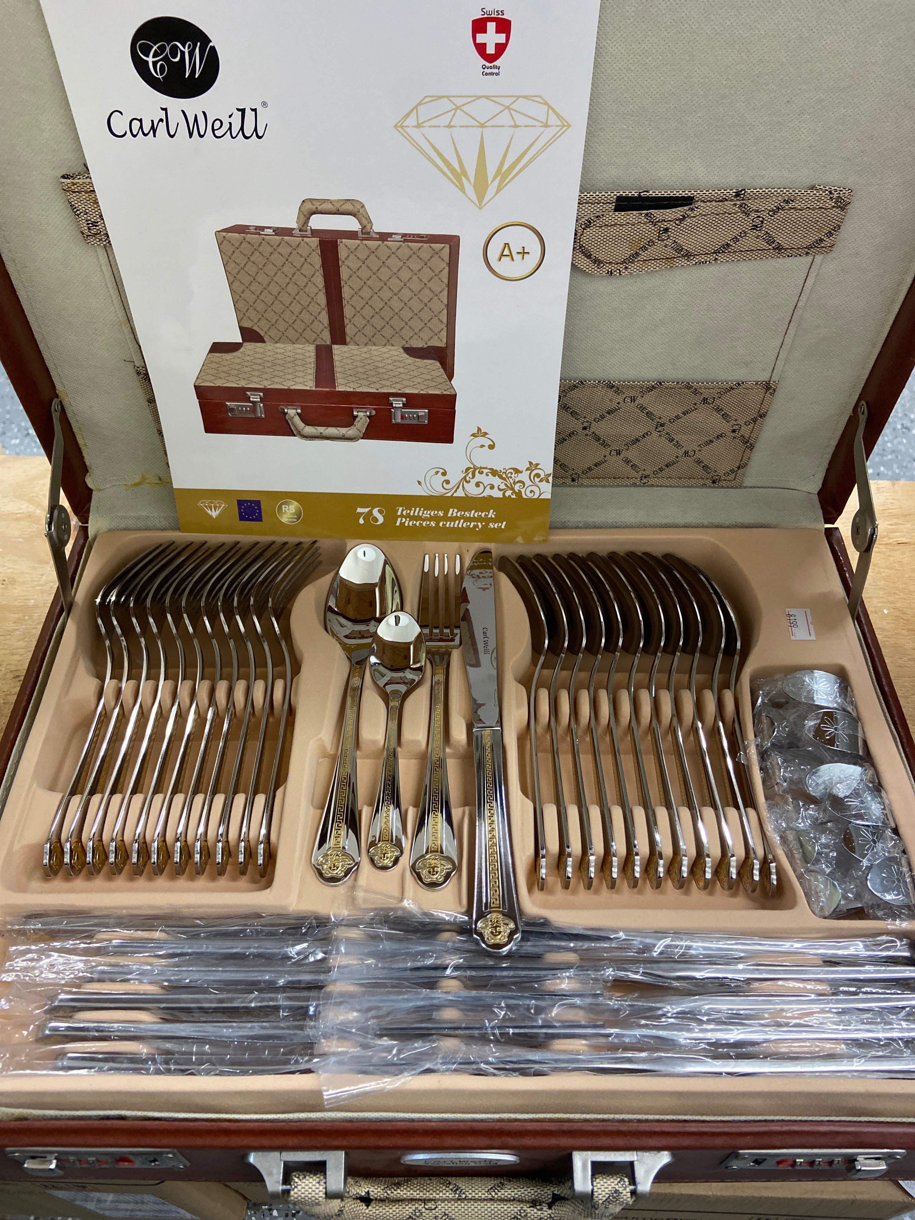 Flatware 78 Piece Cutlery Set 18/10 Stainless Steel Versalion Gold style from Carl Weill