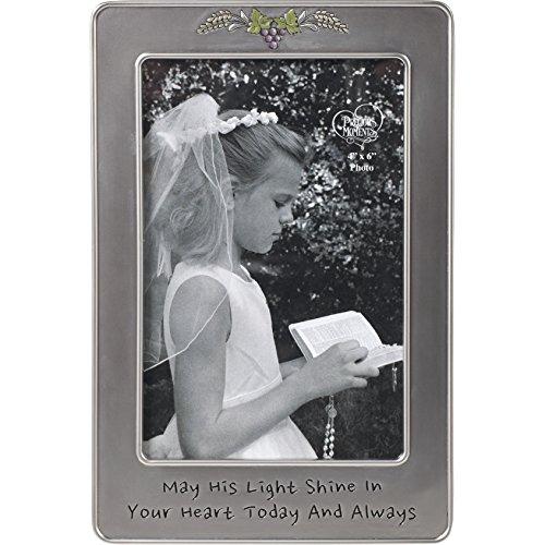 Precious Moments, May His Light Sine in Your Heart Today & Always First Communion Silver Zinc Alloy 4 X 6 Photo Frame, One Size, Multi